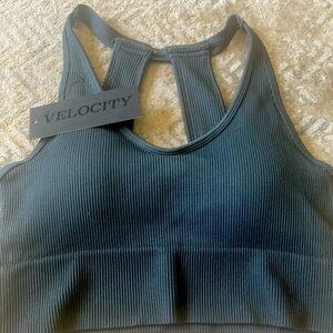NWT dark grey Velocity rib seamless Tulane bra size L